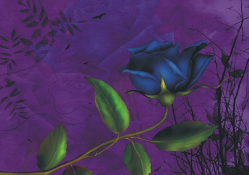 Blue Rose on Stem — Purple