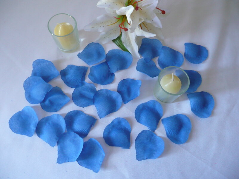 Blue Rose Petals and Candles