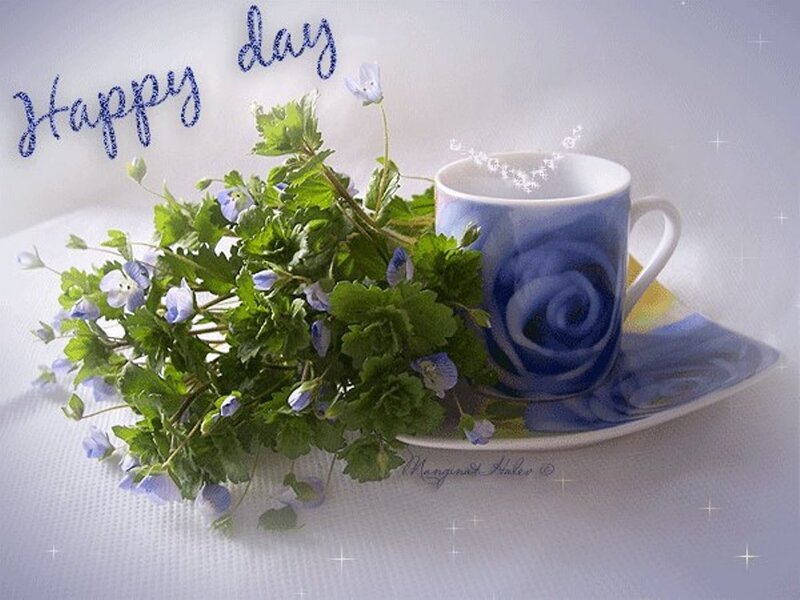 Blue Rose Teacup with Flowers