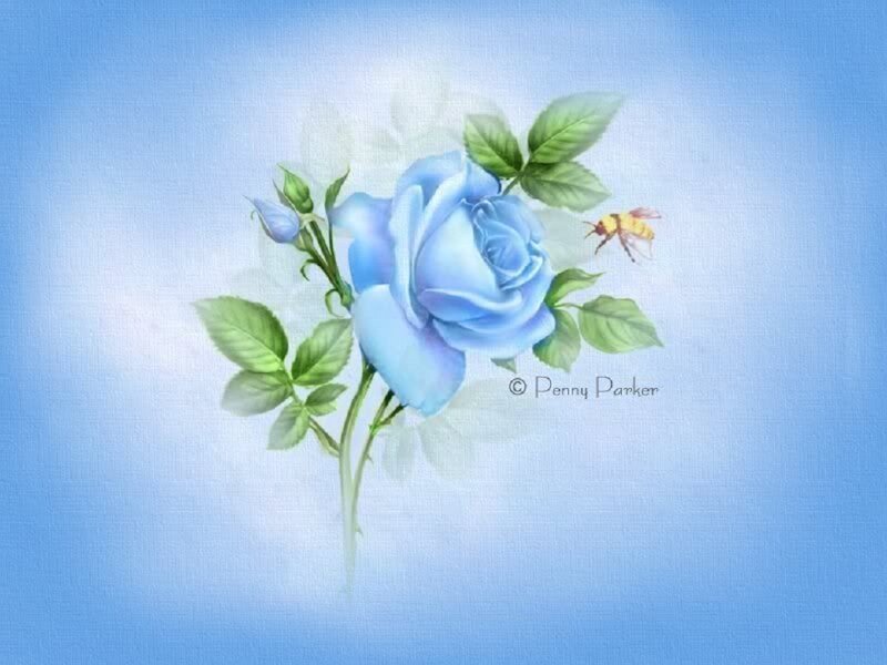 Blue Rose with Bee