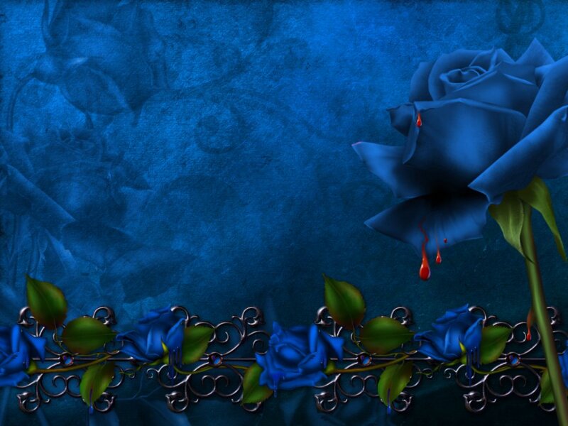 Blue Rose with Blood Drops