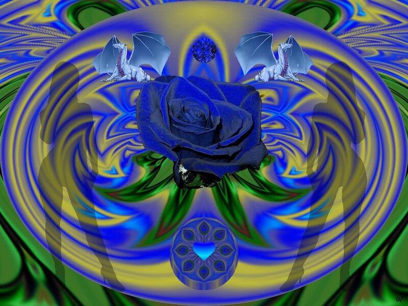 Blue Rose with Dragons