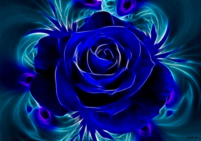 Blue Rose with Glowing Aura