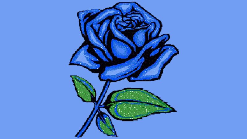 Blue Rose with Green Leaves — Calm