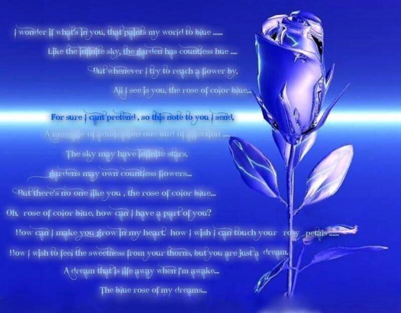 Blue Rose with Poem