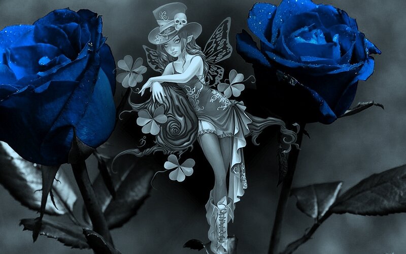 Blue roses and a fairy