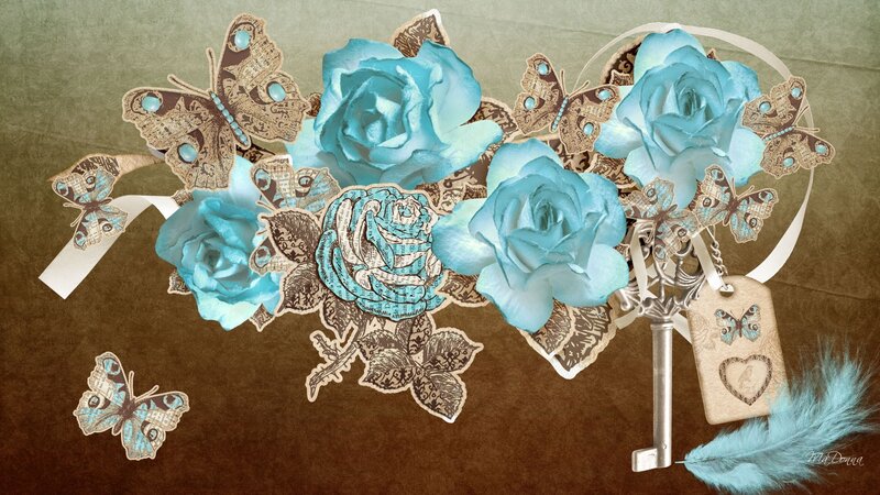 Blue Roses and Butterflies