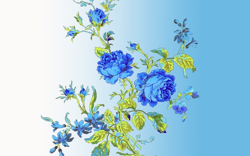 Blue Roses and Flowers — Calm