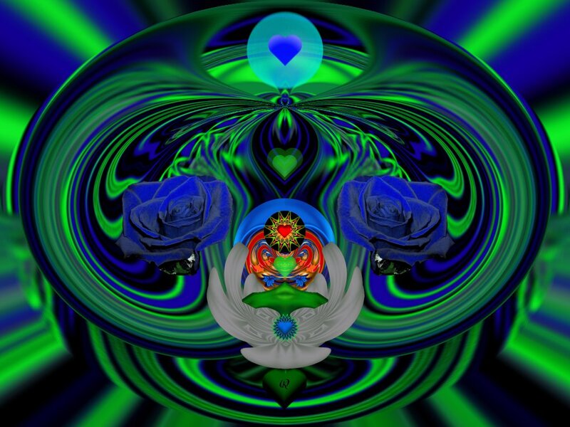 Blue Roses and Fractal Patterns — Green