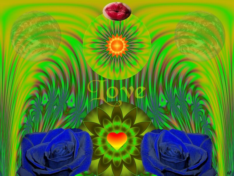 Blue Roses and Heart — Green