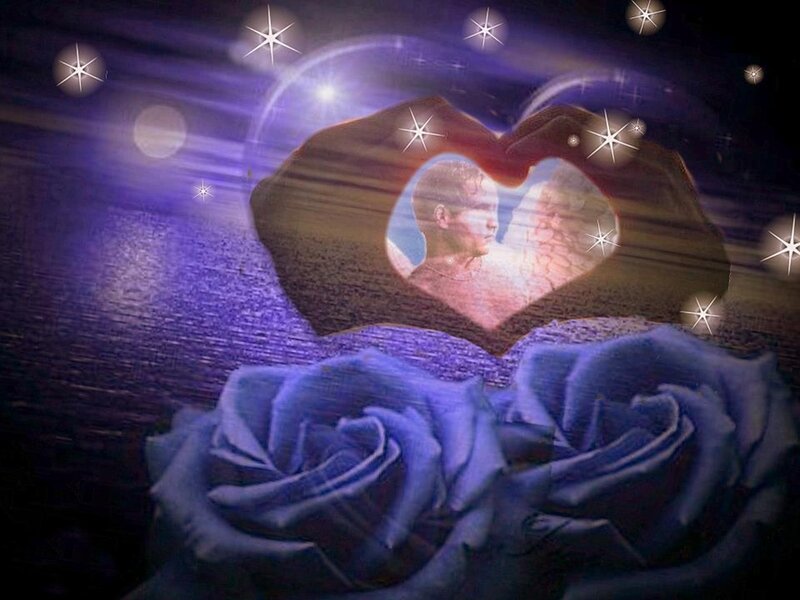 Blue Roses and Heart — Purple
