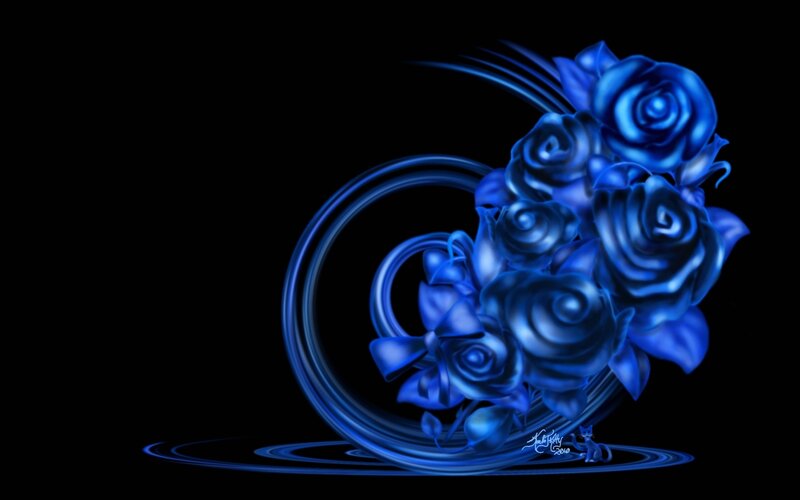 Blue roses in a swirl
