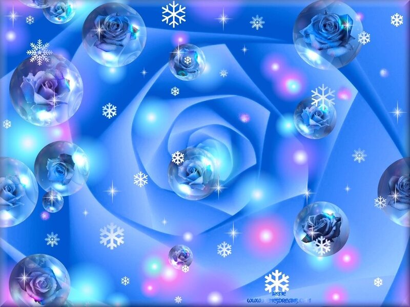 Blue Roses in Bubbles