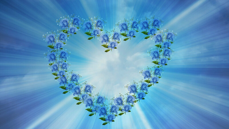Blue Roses in Heart Shape — Serene, Digital Art