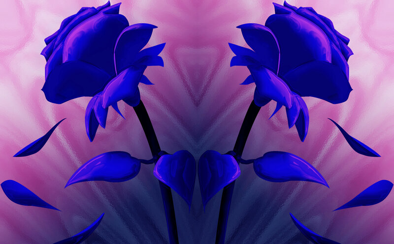 Blue Roses in Mirror Image