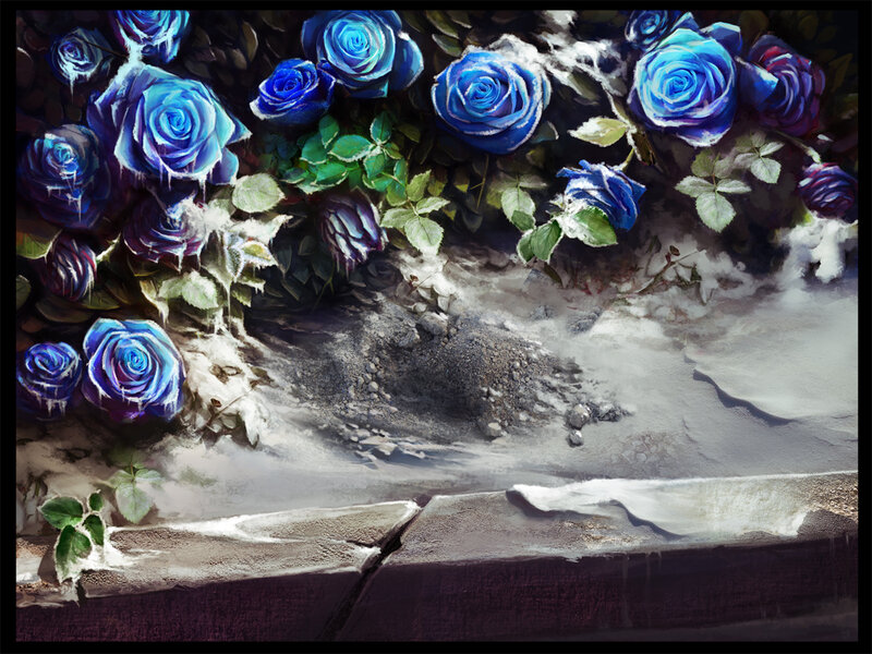 Blue Roses in Snow