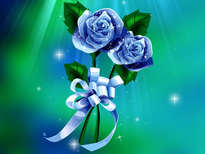 Blue Roses with Bow