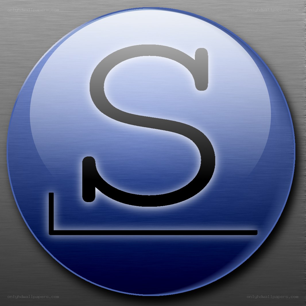Blue S icon on metal