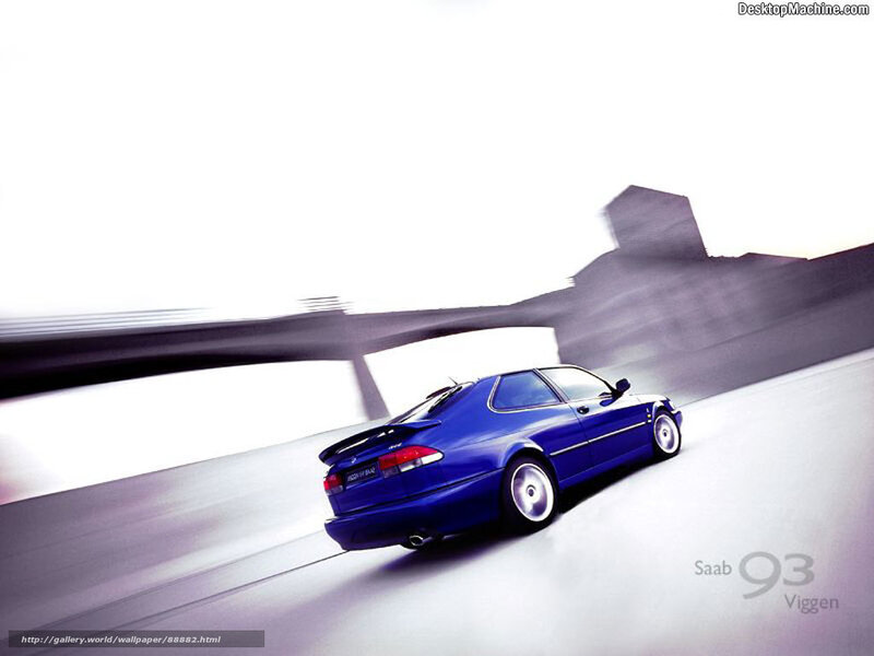 Blue Saab 9-3 Viggen in motion