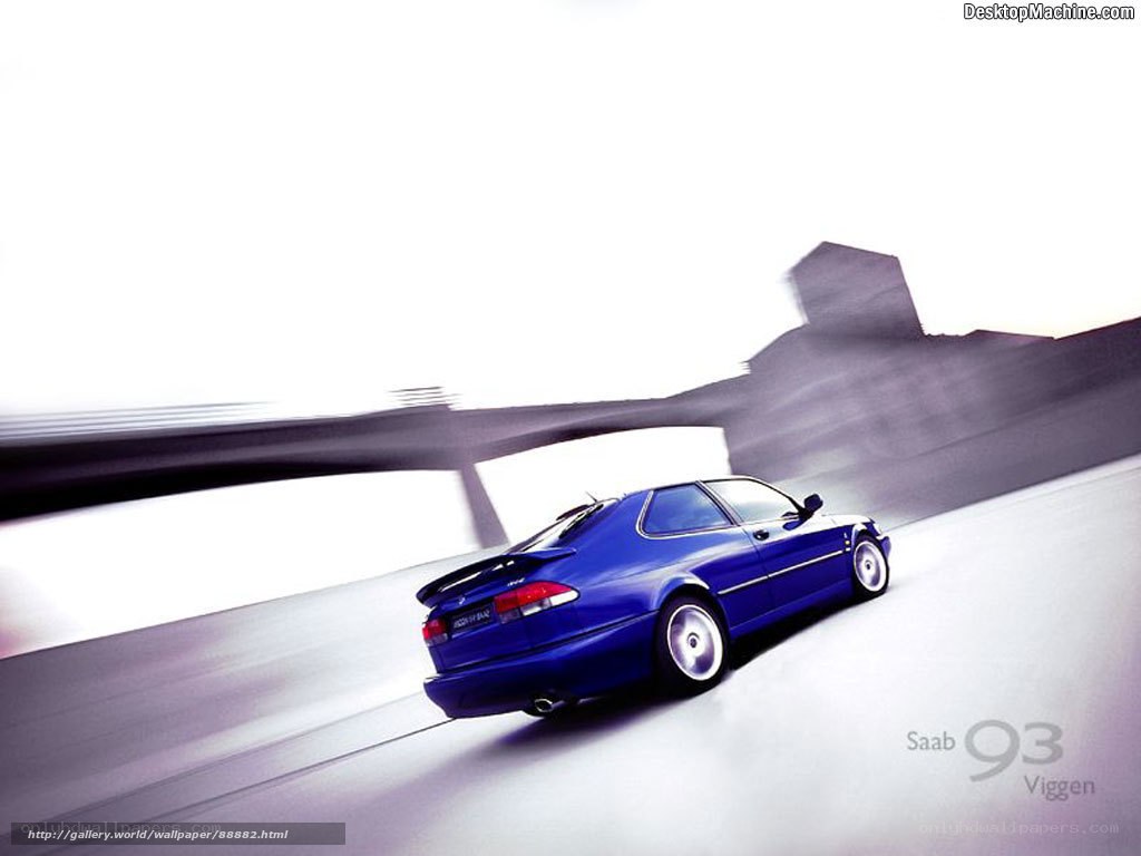 Blue Saab 9-3 Viggen in motion