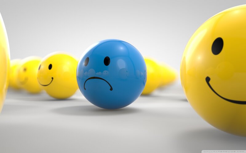 Blue Sad Smiley Ball