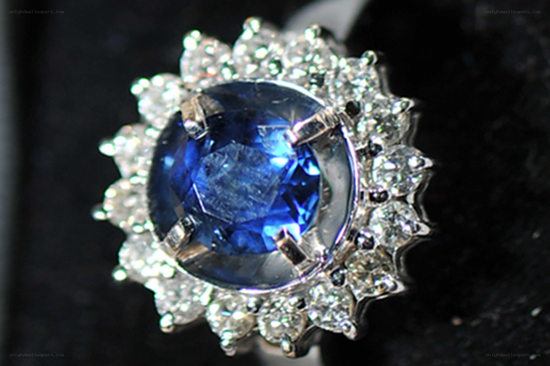 Blue sapphire and diamond ring