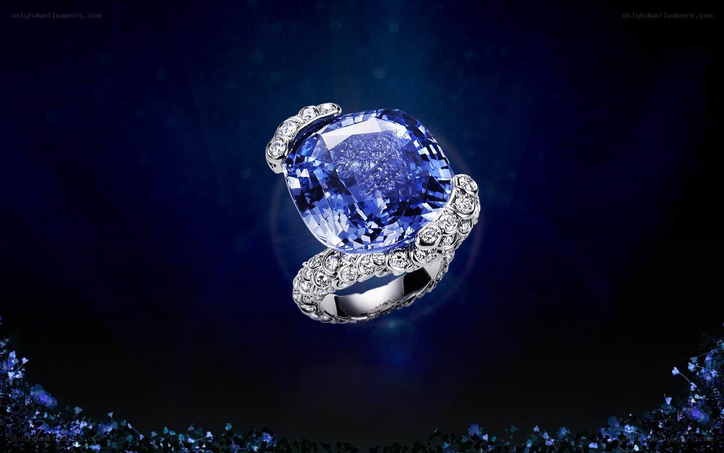 Blue sapphire and diamond ring