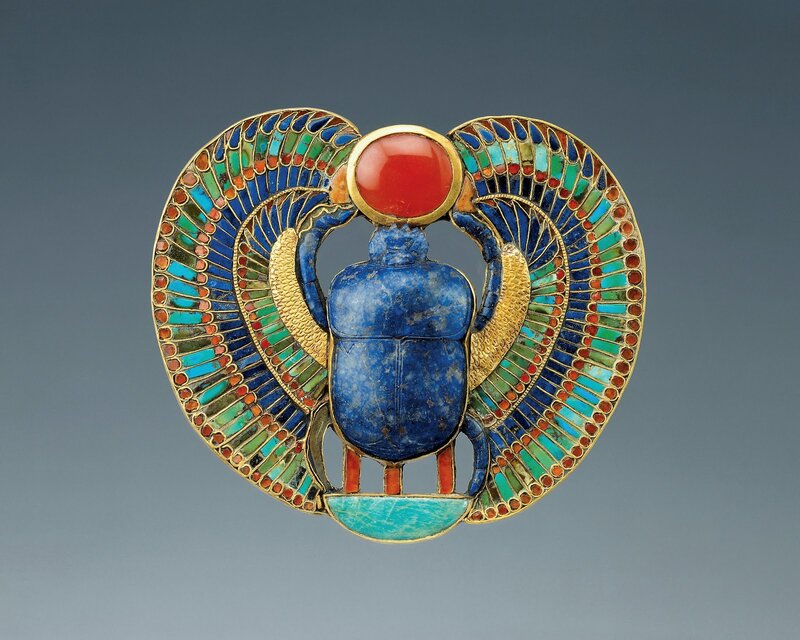 Blue Scarab Beetle Brooch