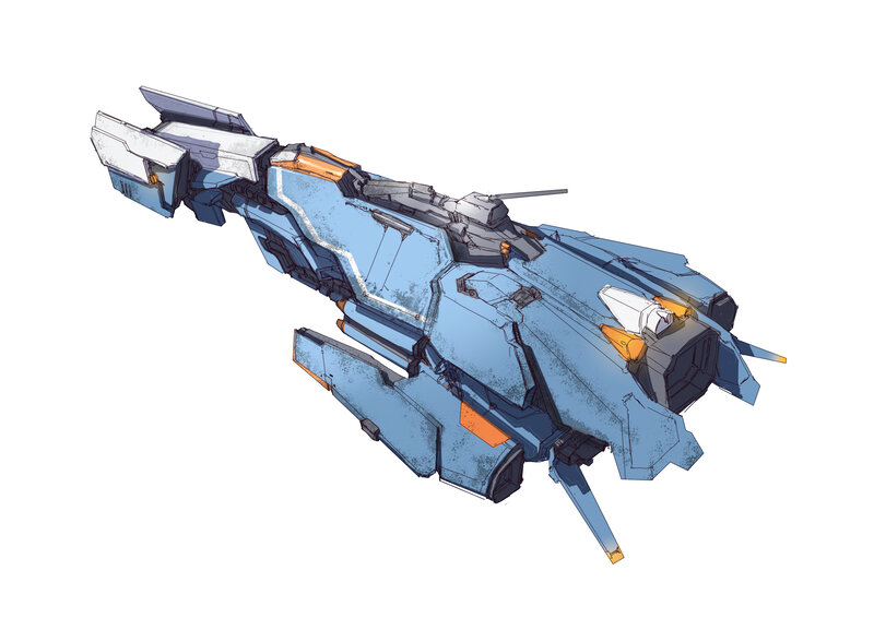 Blue Sci-fi Spaceship
