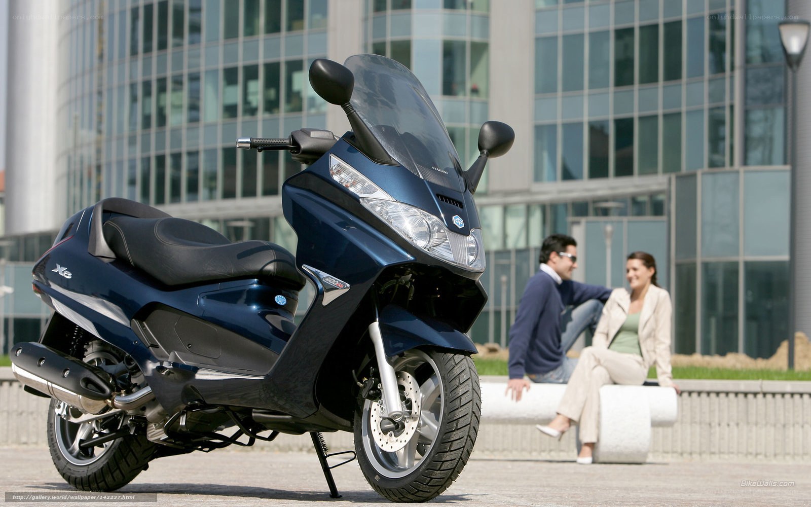 Blue scooter in urban setting