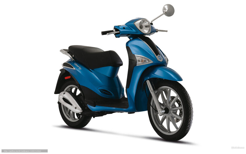 Blue scooter on white background