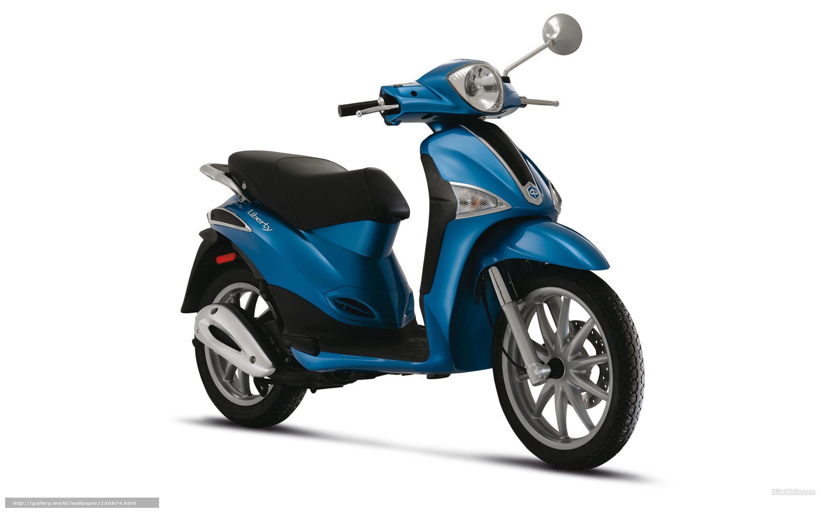Blue scooter on white background