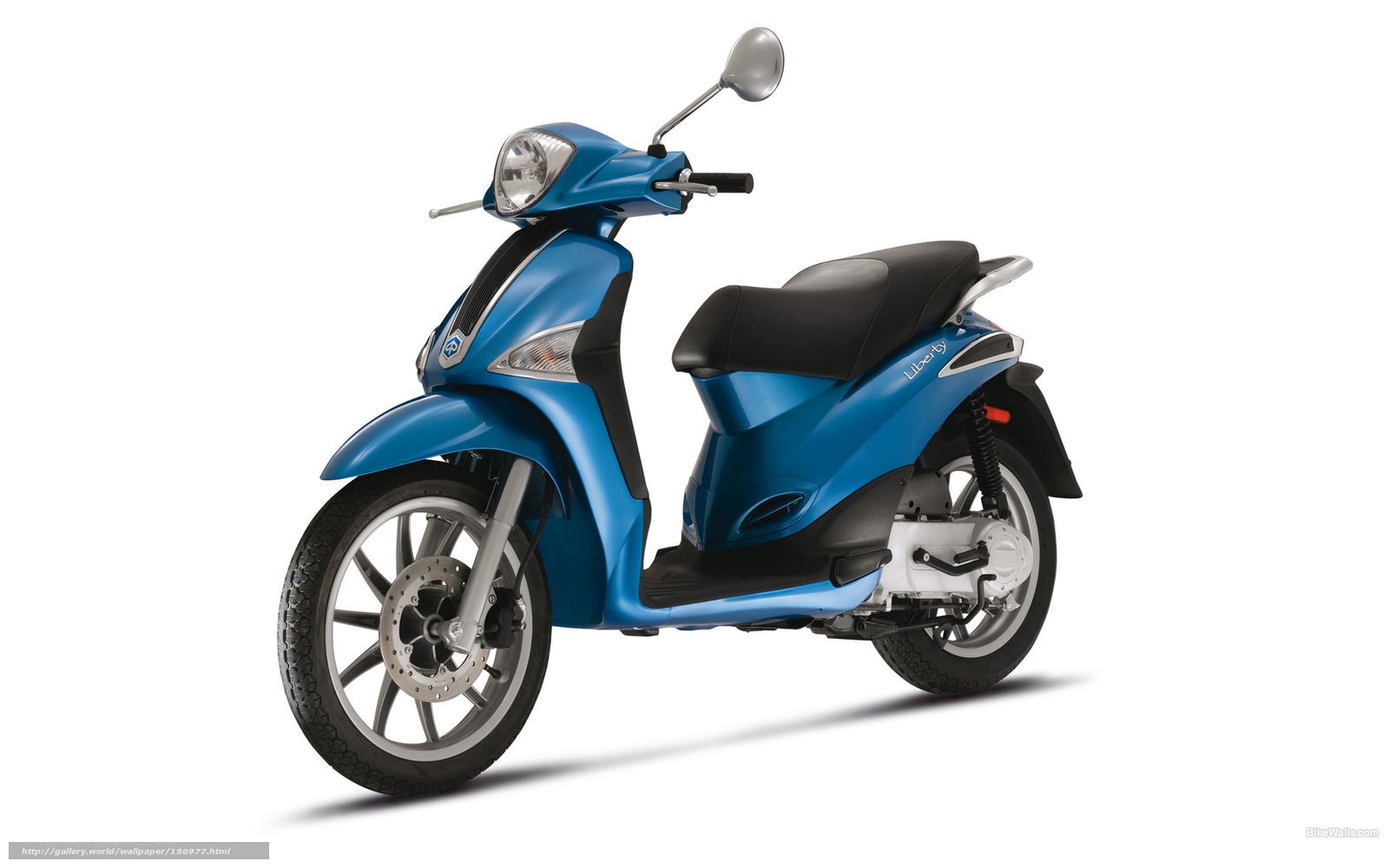 Blue scooter on white background