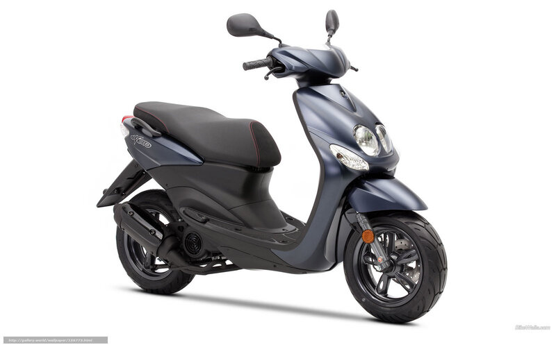 Blue scooter on white background