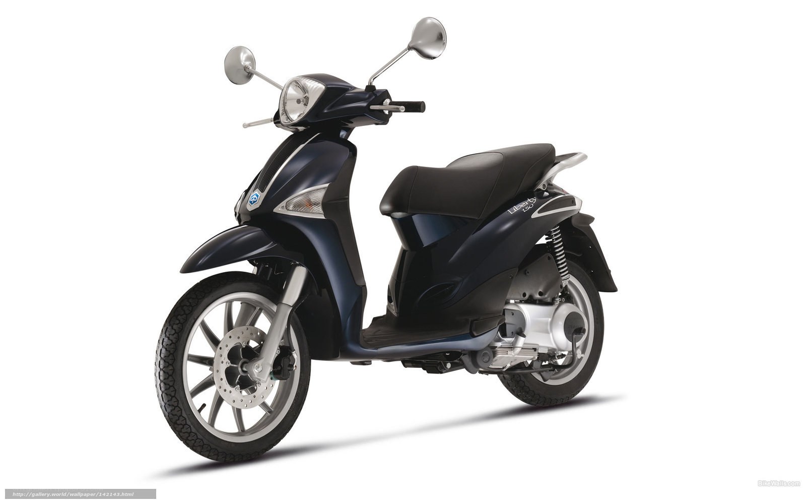 Blue scooter on white background