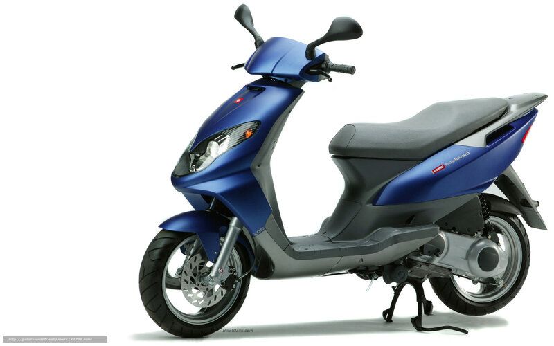 Blue scooter on white background