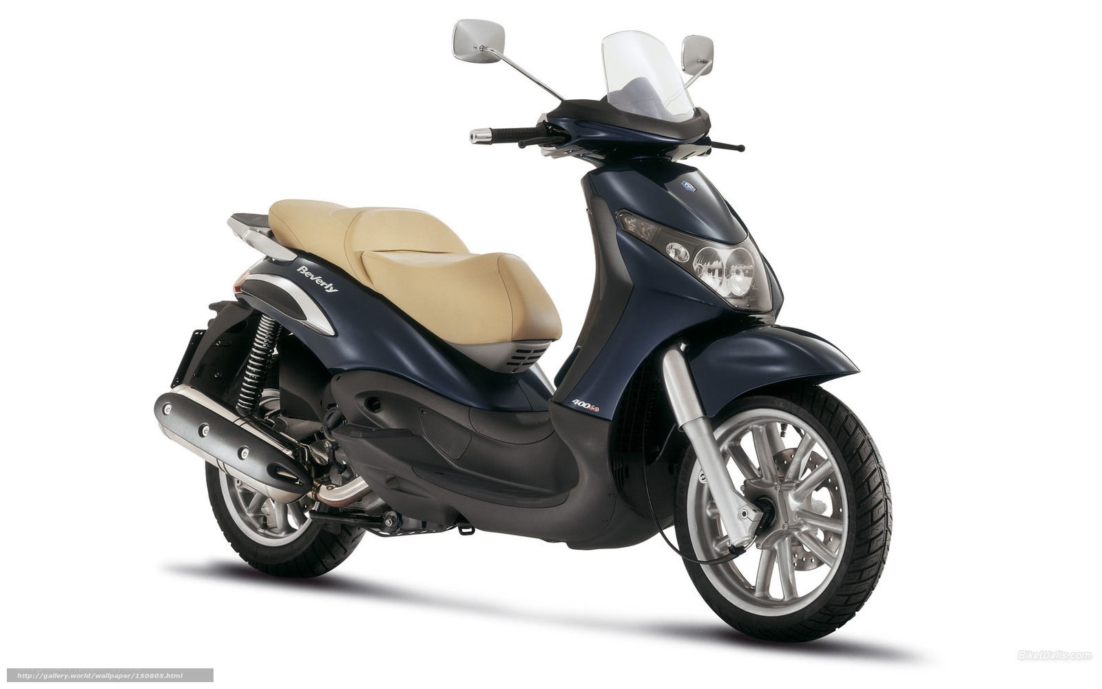 Blue scooter with beige seat