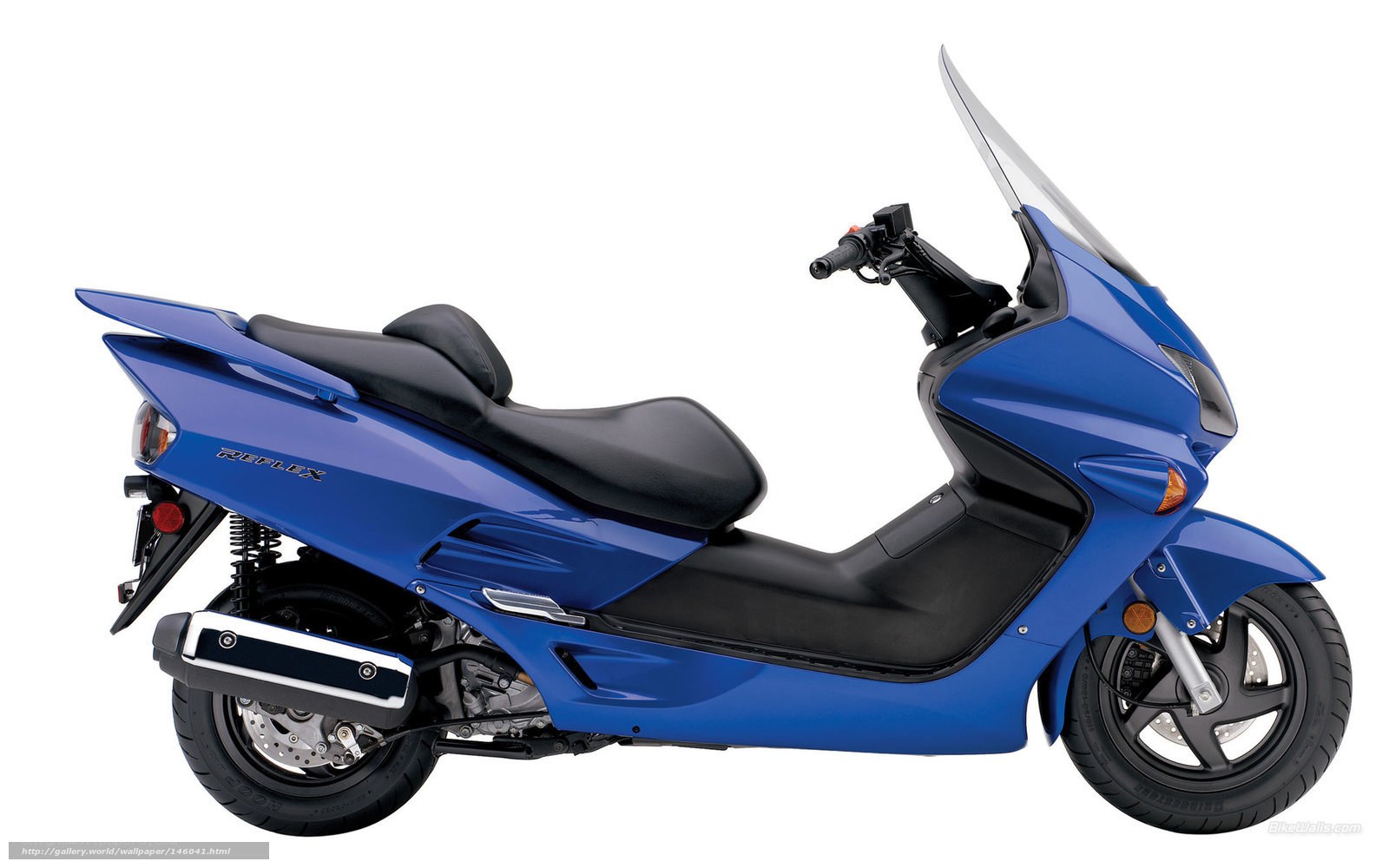 Blue scooter with windscreen