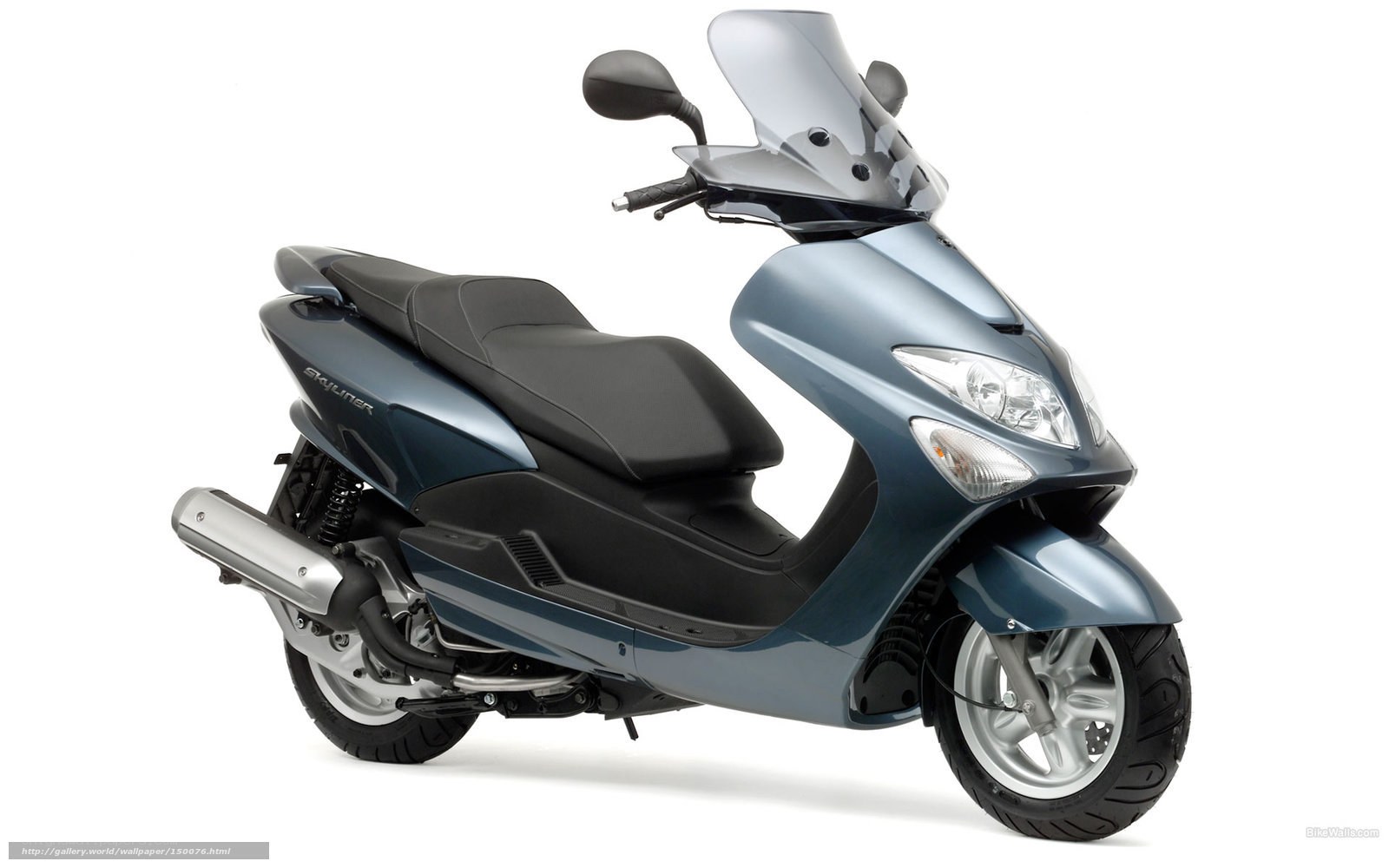 Blue scooter with windscreen