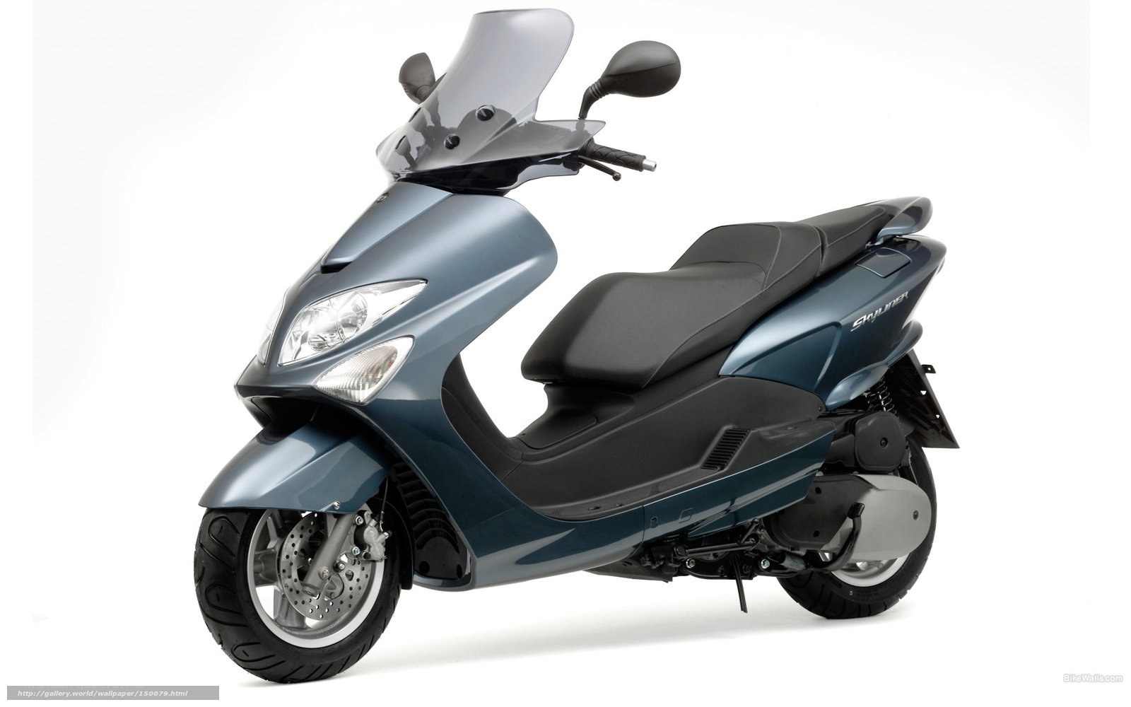 Blue scooter with windscreen