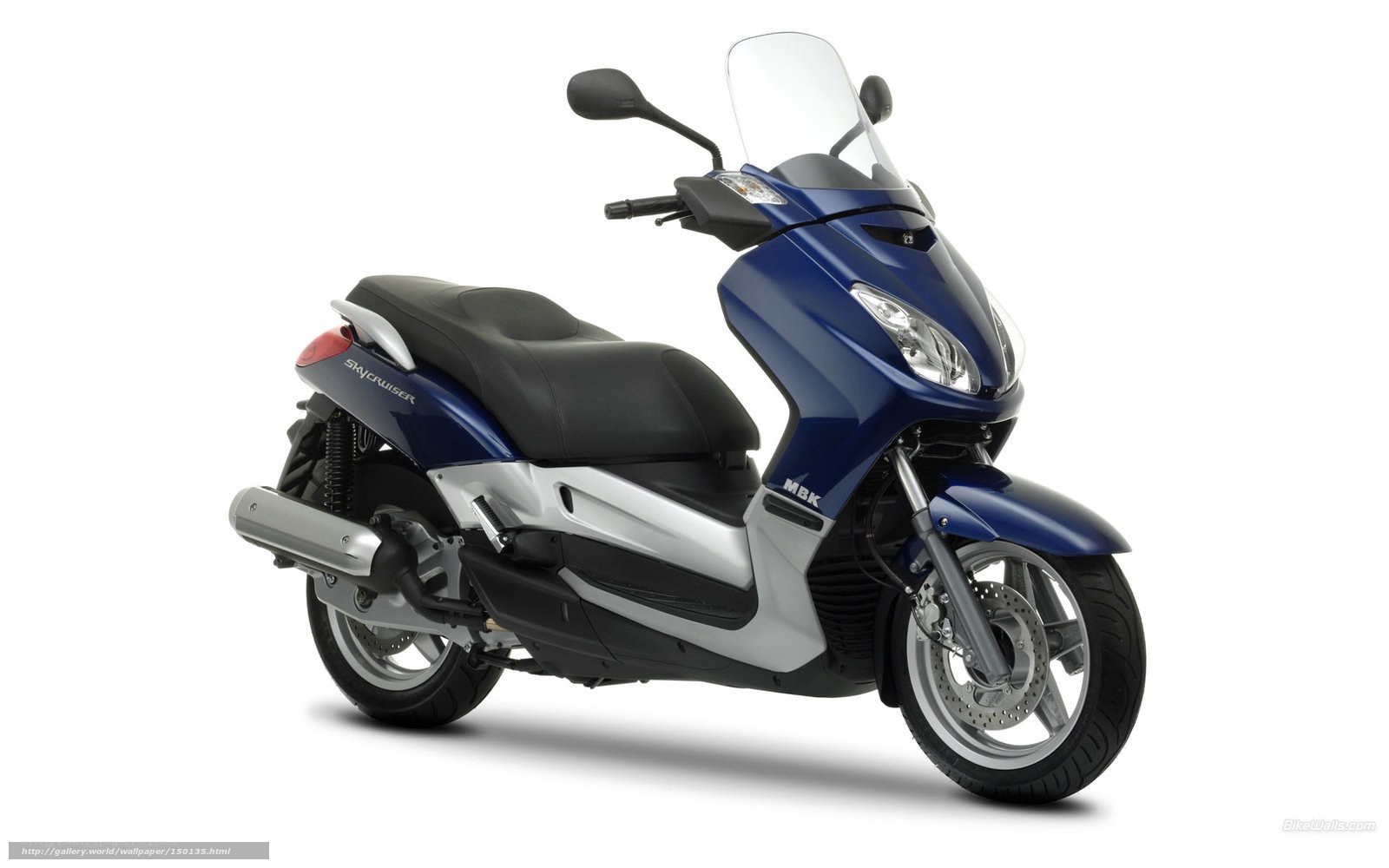 Blue scooter with windscreen