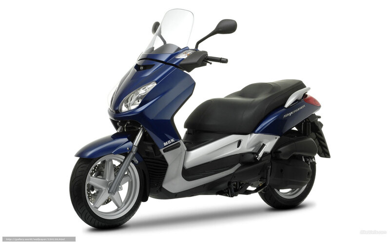 Blue scooter with windscreen