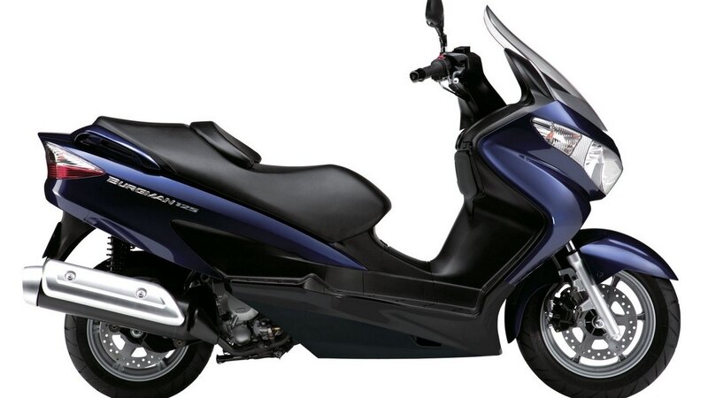 Blue scooter with windscreen