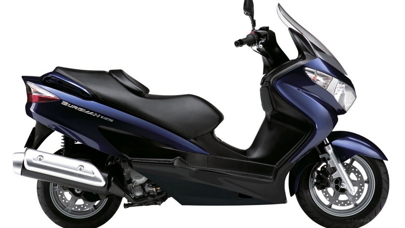 Blue scooter with windscreen