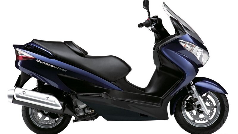 Blue scooter with windscreen