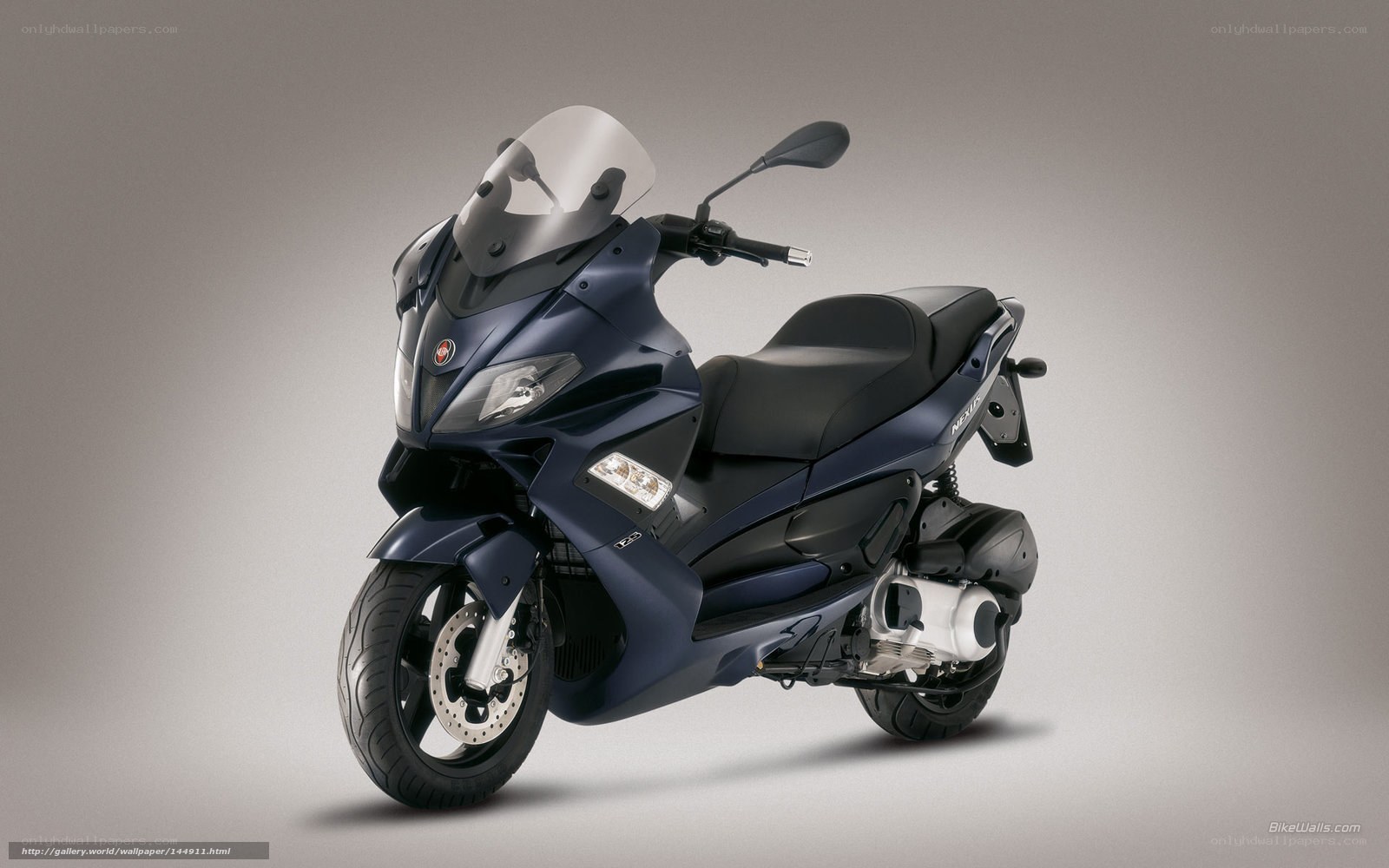 Blue scooter with windscreen