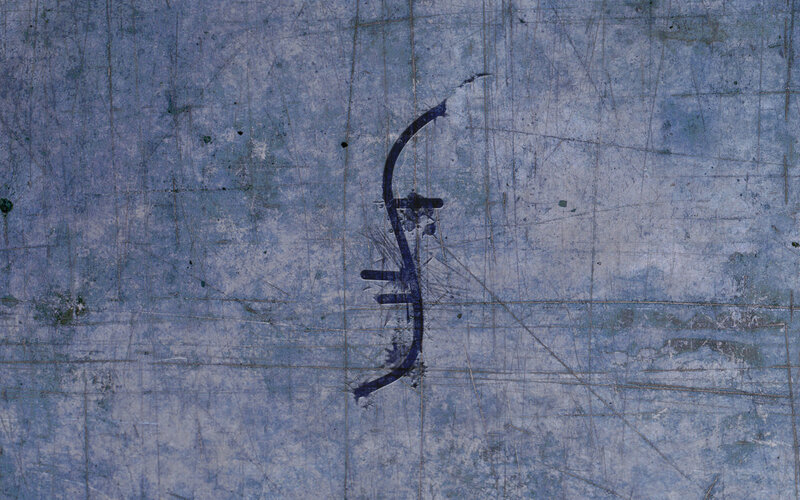 blue scratched surface with symbol
