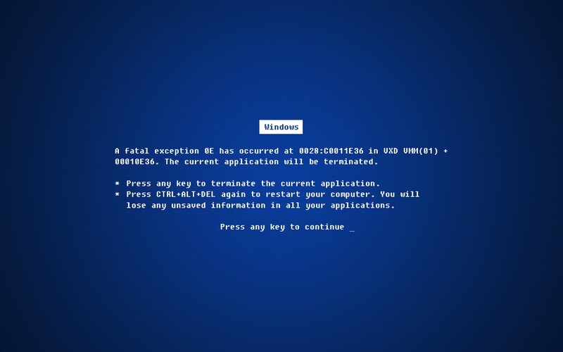 Blue Screen Error — Text