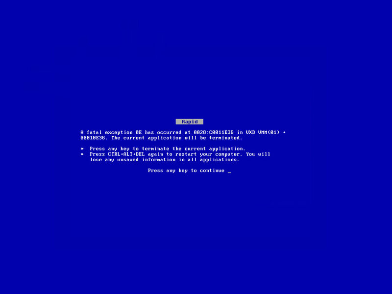 Blue screen of death error