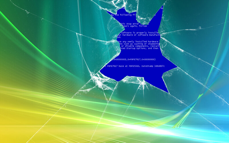 Blue screen of death on cracked display